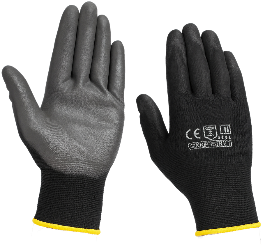 PU Coated Hand Gloves Black On Black