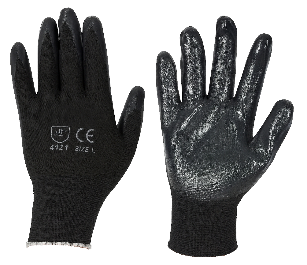 Nitrile Coated Hand Gloves Black On Black