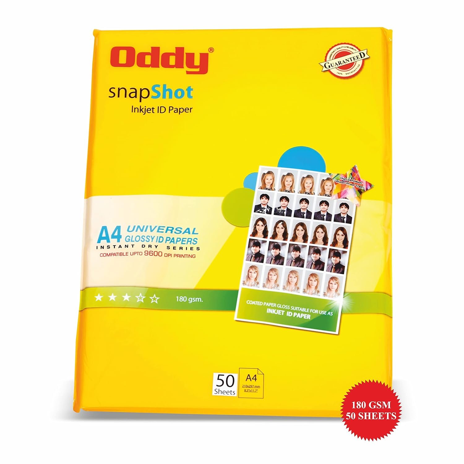 Oddy 180 GSM A4 Size Glossy Photo Paper | Pack of 50 Sheets