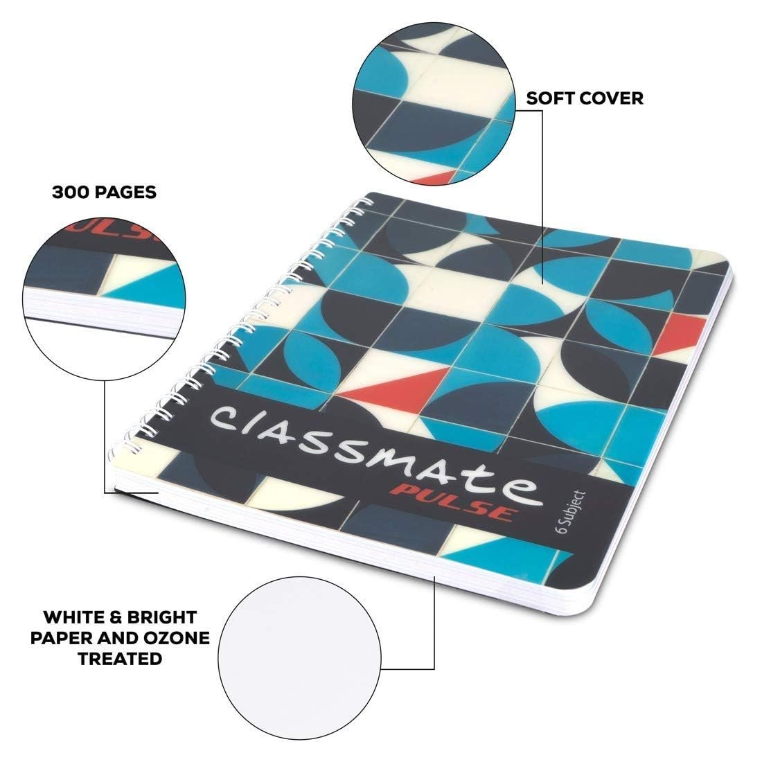 Classmate Pulse 6 Subject Notebook | 267mm*203mm | 300 Pages