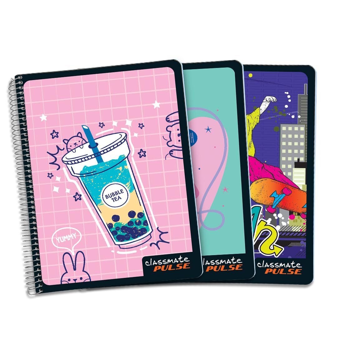 Classmate Pulse Long Book Ruled Notebook | 29.7x21cm | 180 Pages | Pack of 3