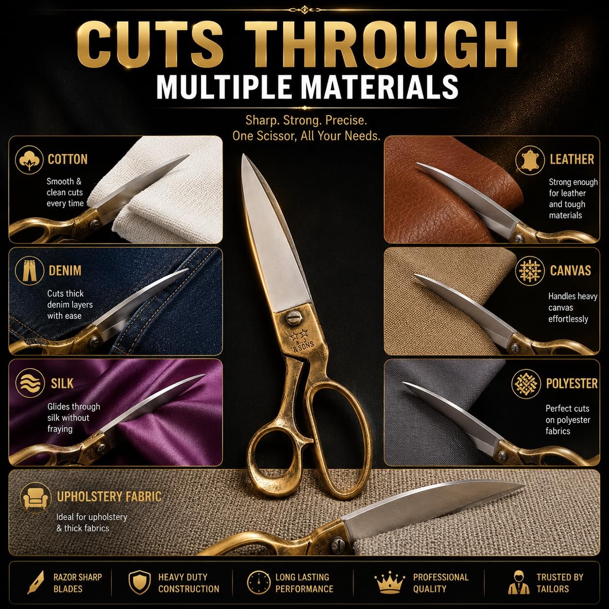 Mor Chaap Premium 9 Inch Heavy Duty Professional Tailor Scissors