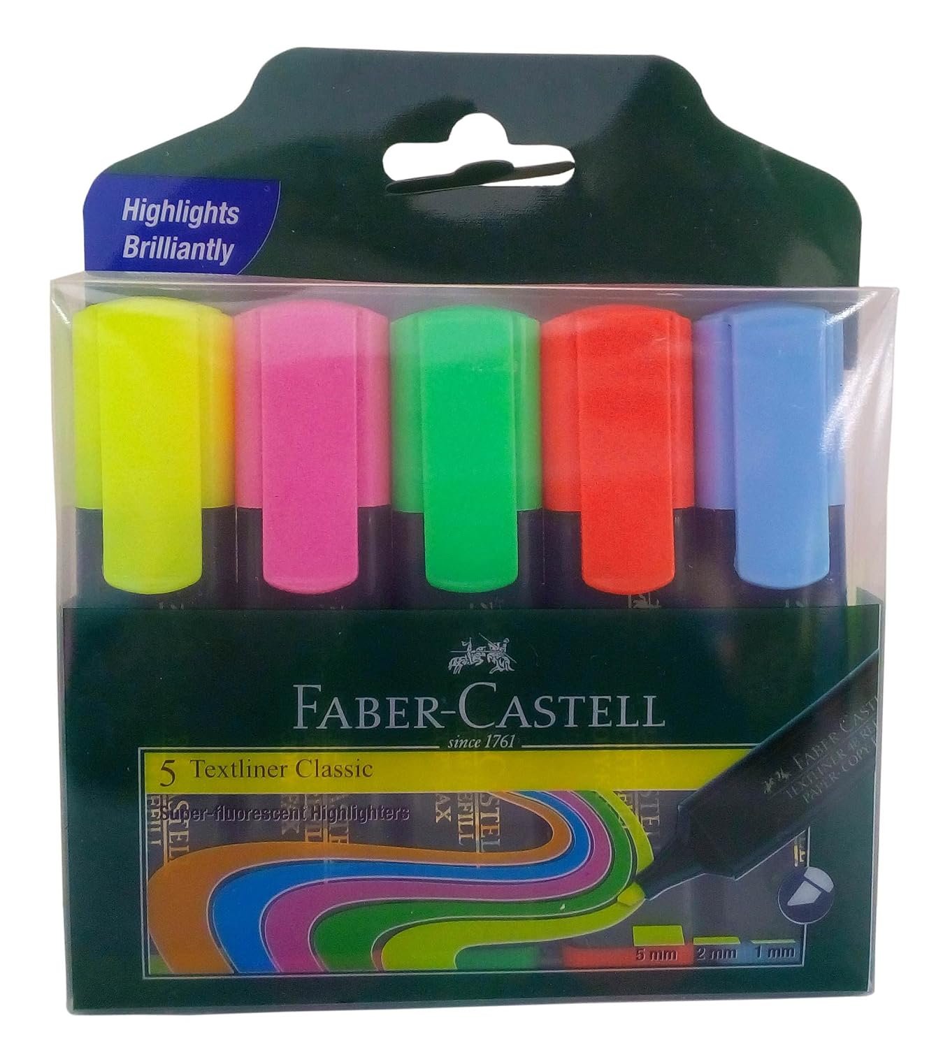 Faber-Castell Classic Chisel Point Textliner | Multicolour | Pack of 5