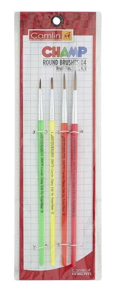 Camlin Champ Round Brush Set | Pack of 4 | Multicolor