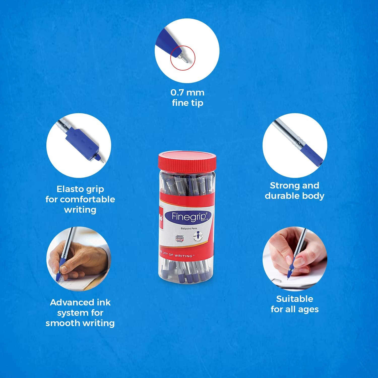 Cello Fine Grip Ball Pen Set | Pack of 25 | Blue
