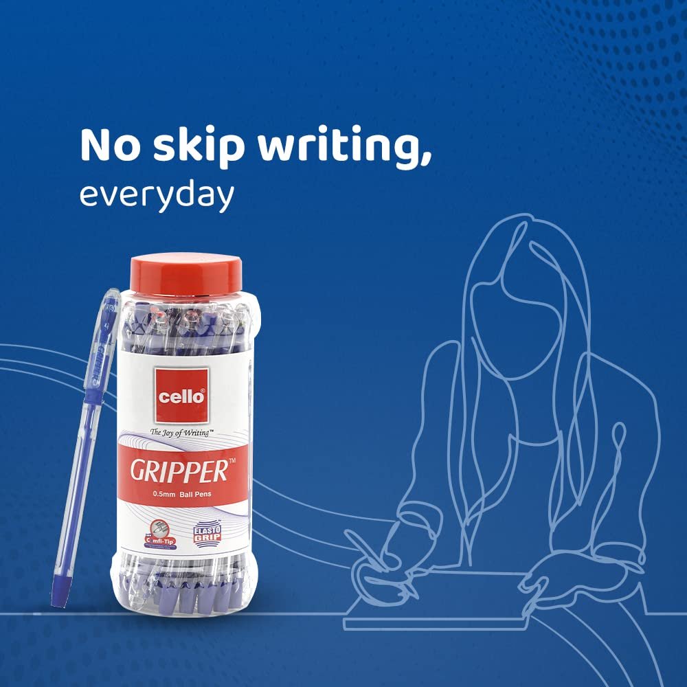 Cello Gripper Ball Pen Set | Pack of 25 | Blue