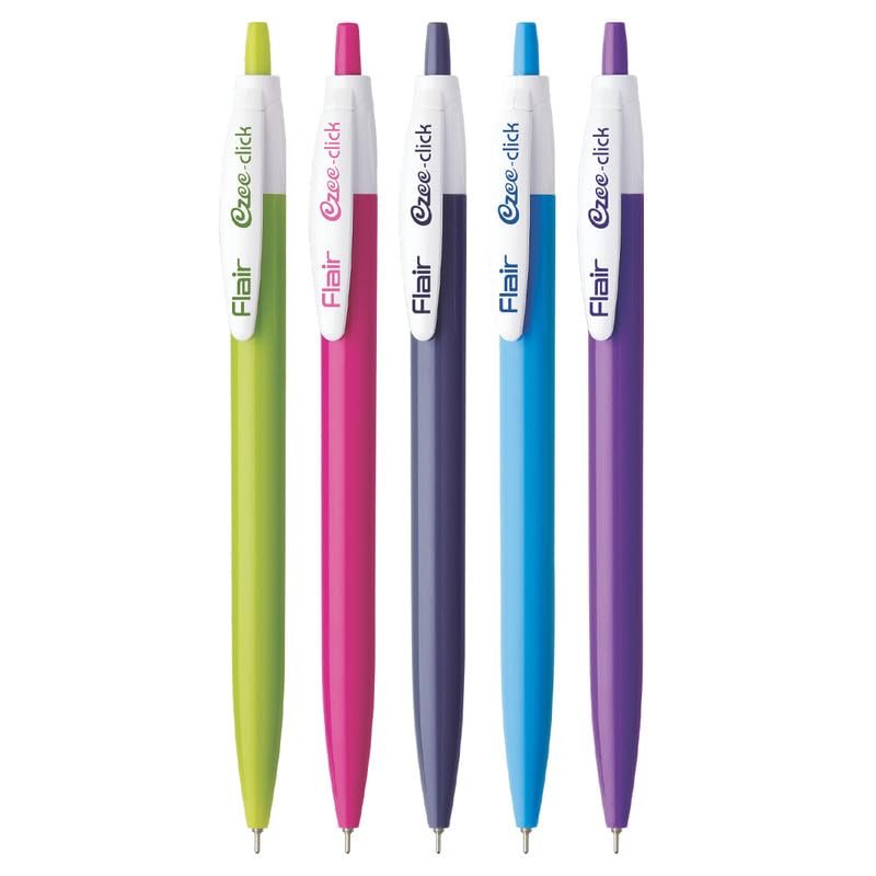 Flair Ezee Click Ball Pen Pouch Pack | 0.7 to 1 mm Tip Size | Pack of 5