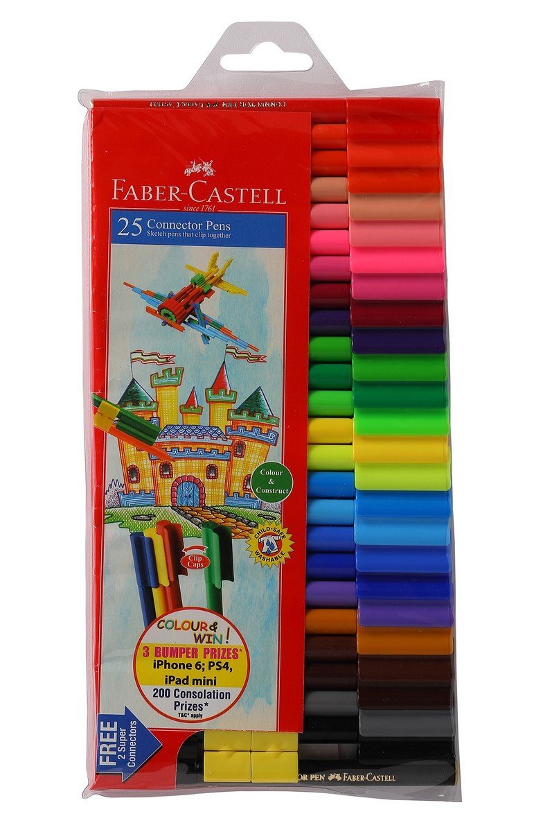 Faber-Castell Connector Sketch Pens | Pack of 25 | Multicolor