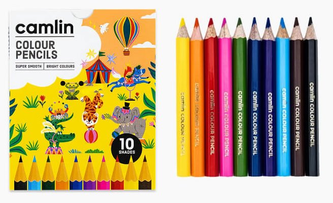 Camlin Colour Pencils | 10 shades Half Size