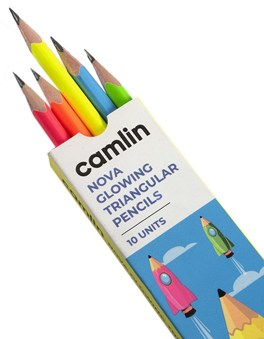 Camlin Nova Glowing Pencils | Box of 10 Pencils with Sharpener