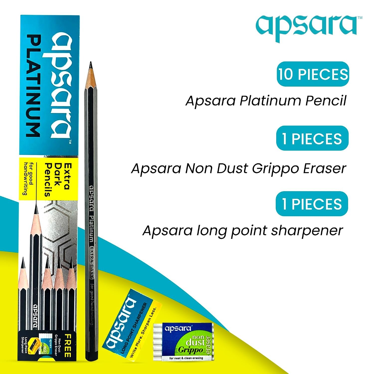 Apsara Platinum Extra Dark Pencil | Pack of 10