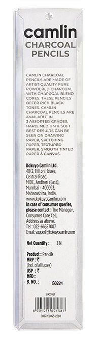 Camlin Charcoal Pencil Set | Pack of 3 Grades