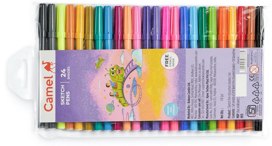 Camel Bold Sketch Pens | 24 Shades | Multicolor