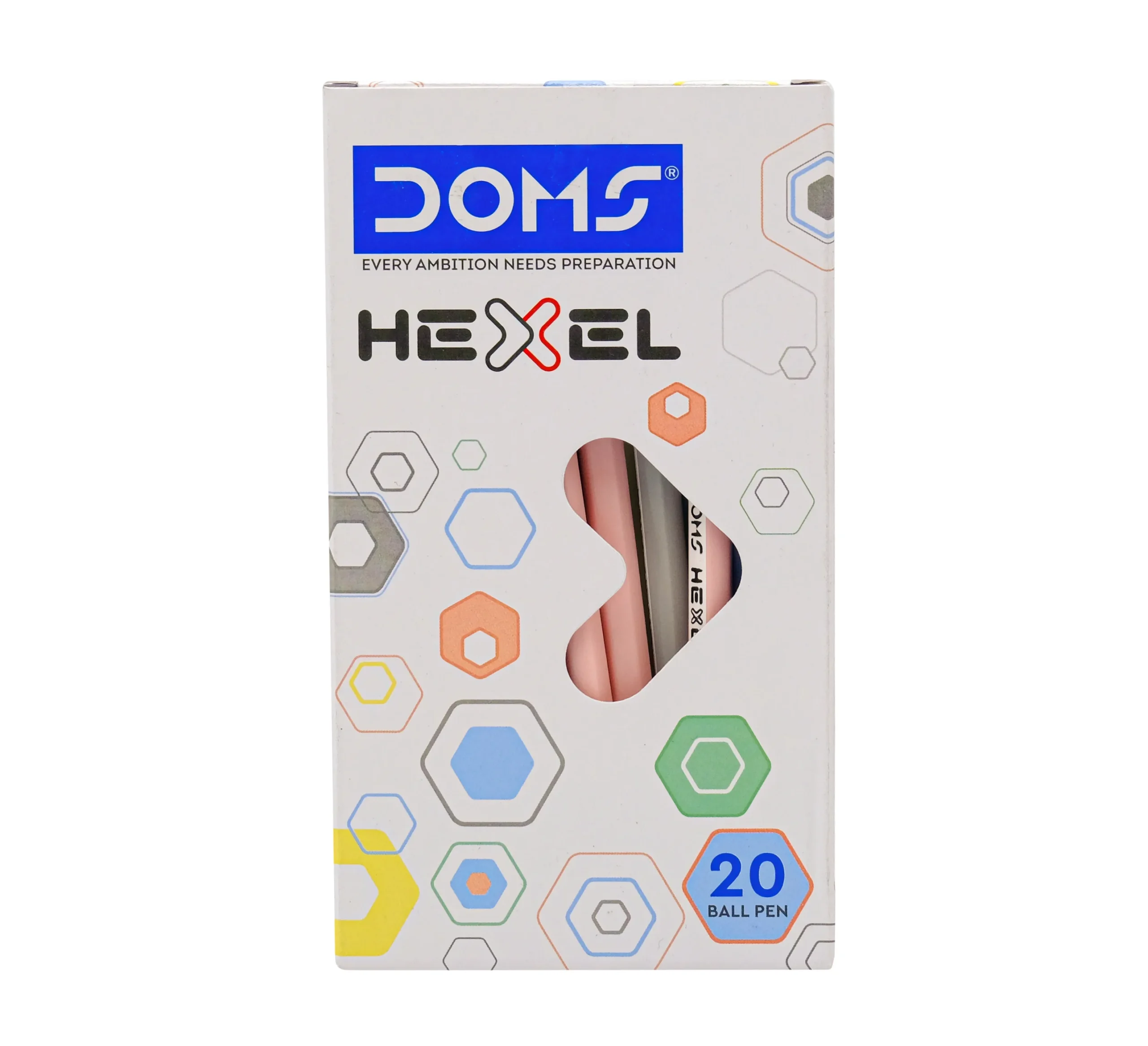 DOMS Hexel Ballpoint Pen | Pack of 20 | Blue Ink