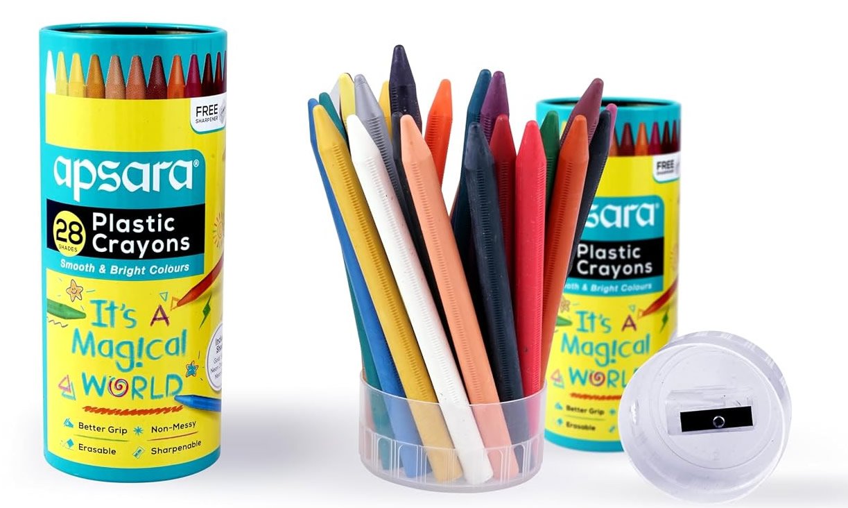 Apsara Plastic Crayons 28 Shades | Sharpener Free