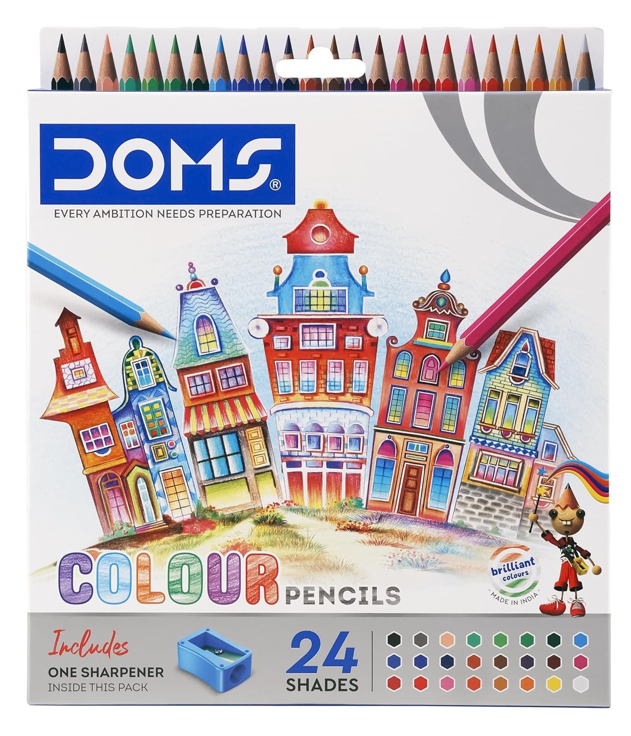 DOMS Colour Pencils 24 Shades | Sharpener Free