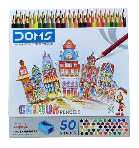 DOMS Colour Pencils 50 Shades | 2 Sharpener Free
