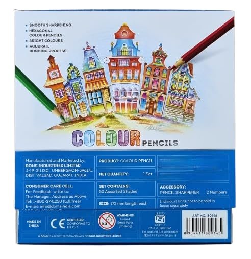 DOMS Colour Pencils 50 Shades | 2 Sharpener Free