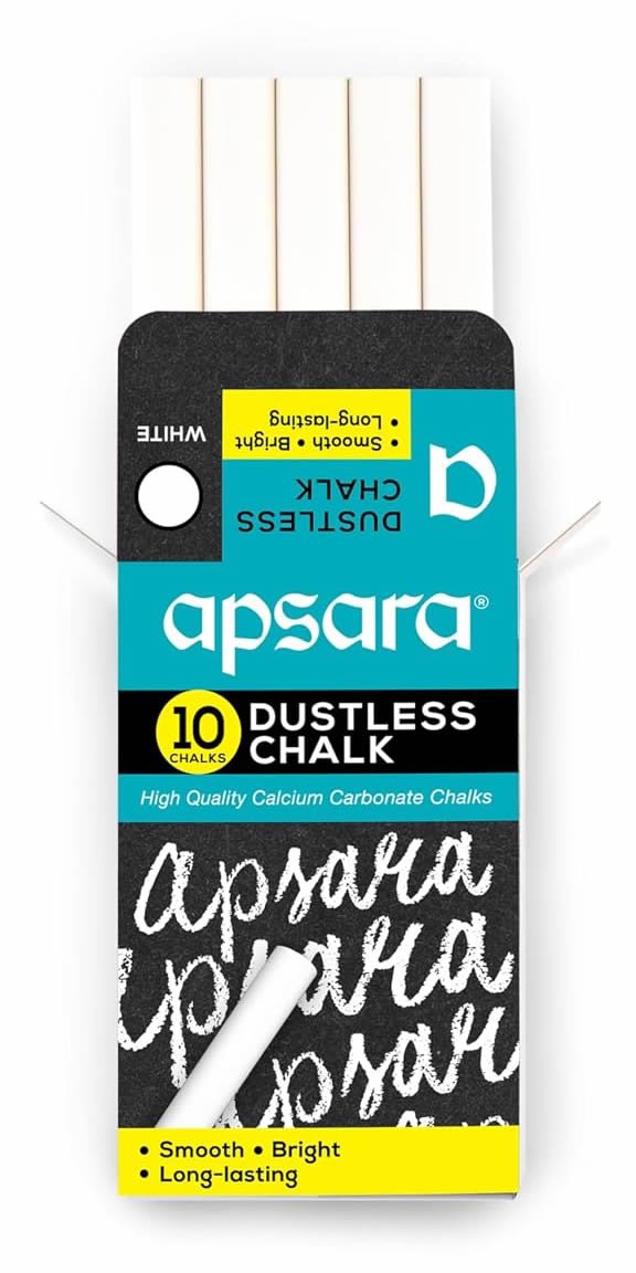 Apsara White Dustless Chalks | Pack of 10