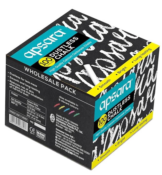 Apsara White Dustless Chalks | Pack of 10