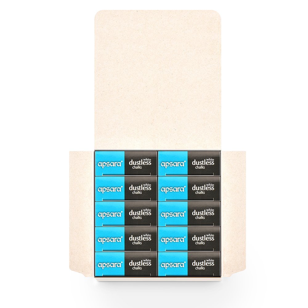 Apsara White Dustless Chalks | Pack of 10