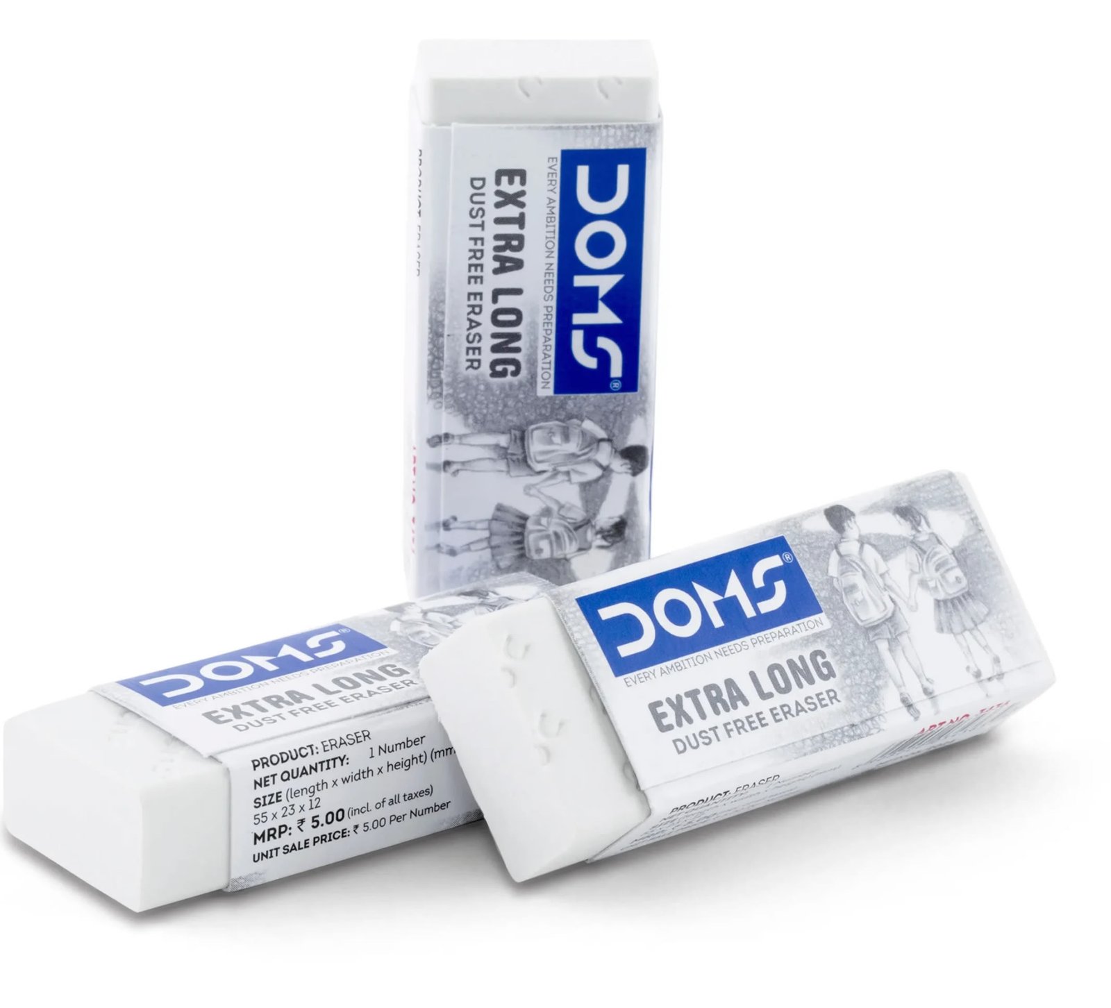 DOMS Extra Long Eraser Box | Pack of 20