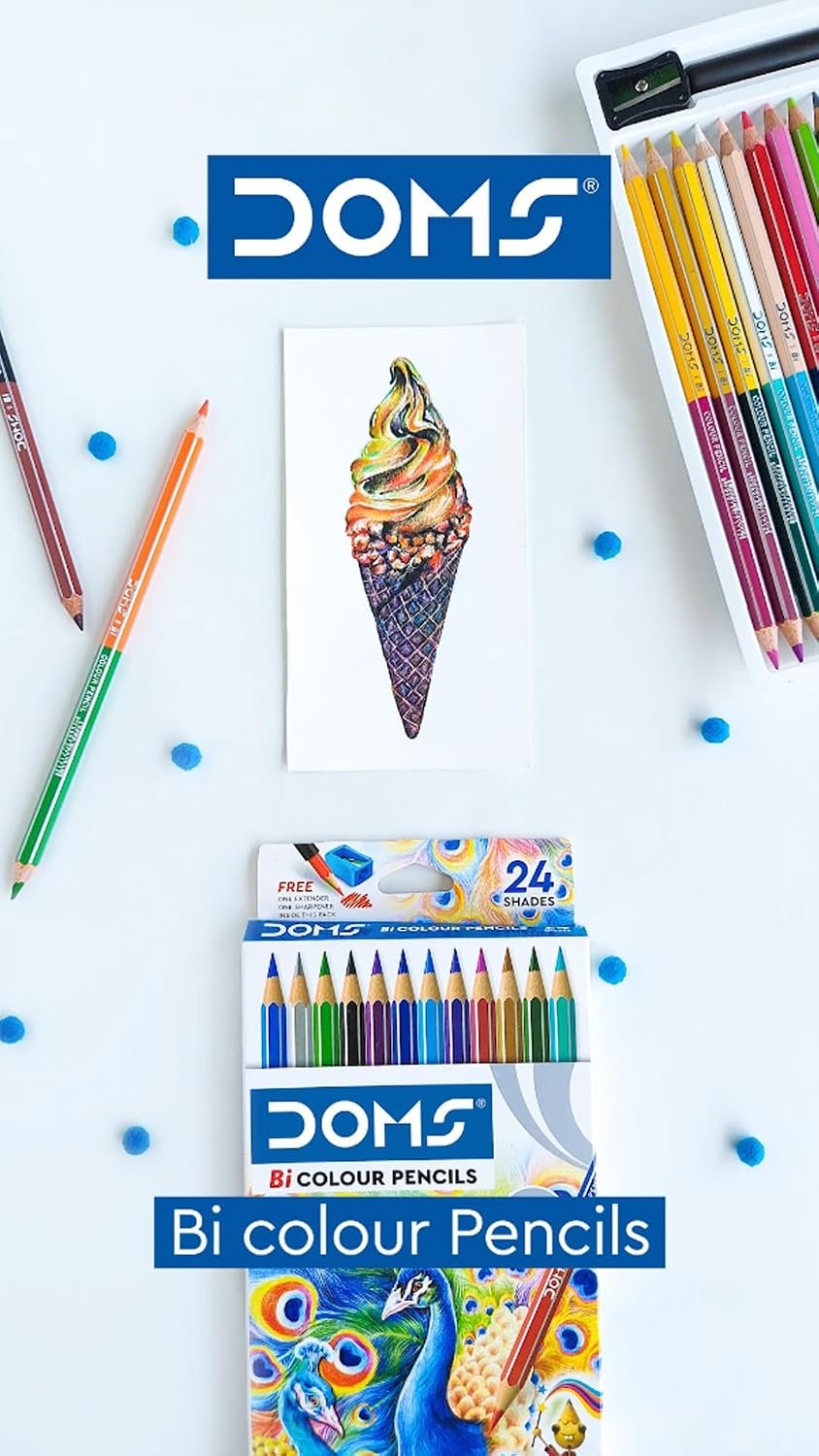 DOMS Bi-Colour Pencils | 24 Shades | 12 Pencils