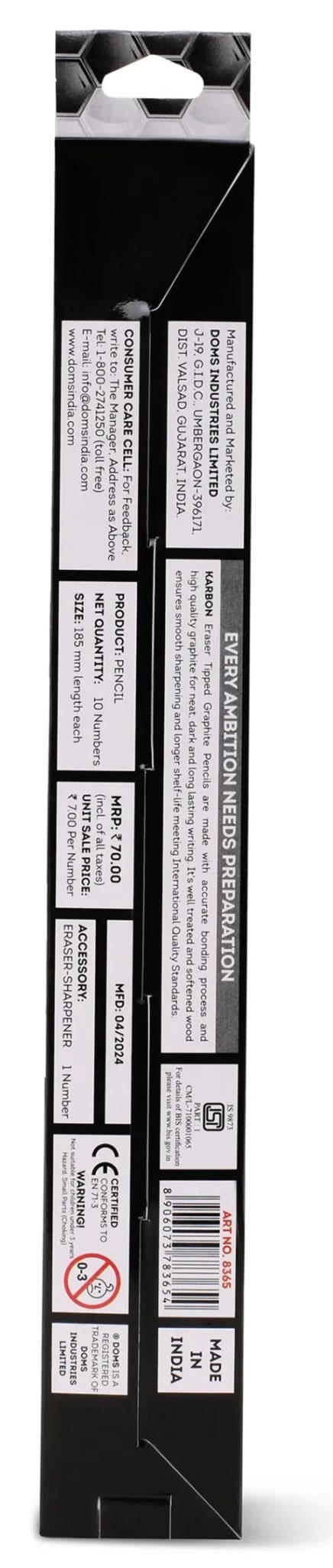 DOMS Karbon Eraser Tipped Super Dark Pencil