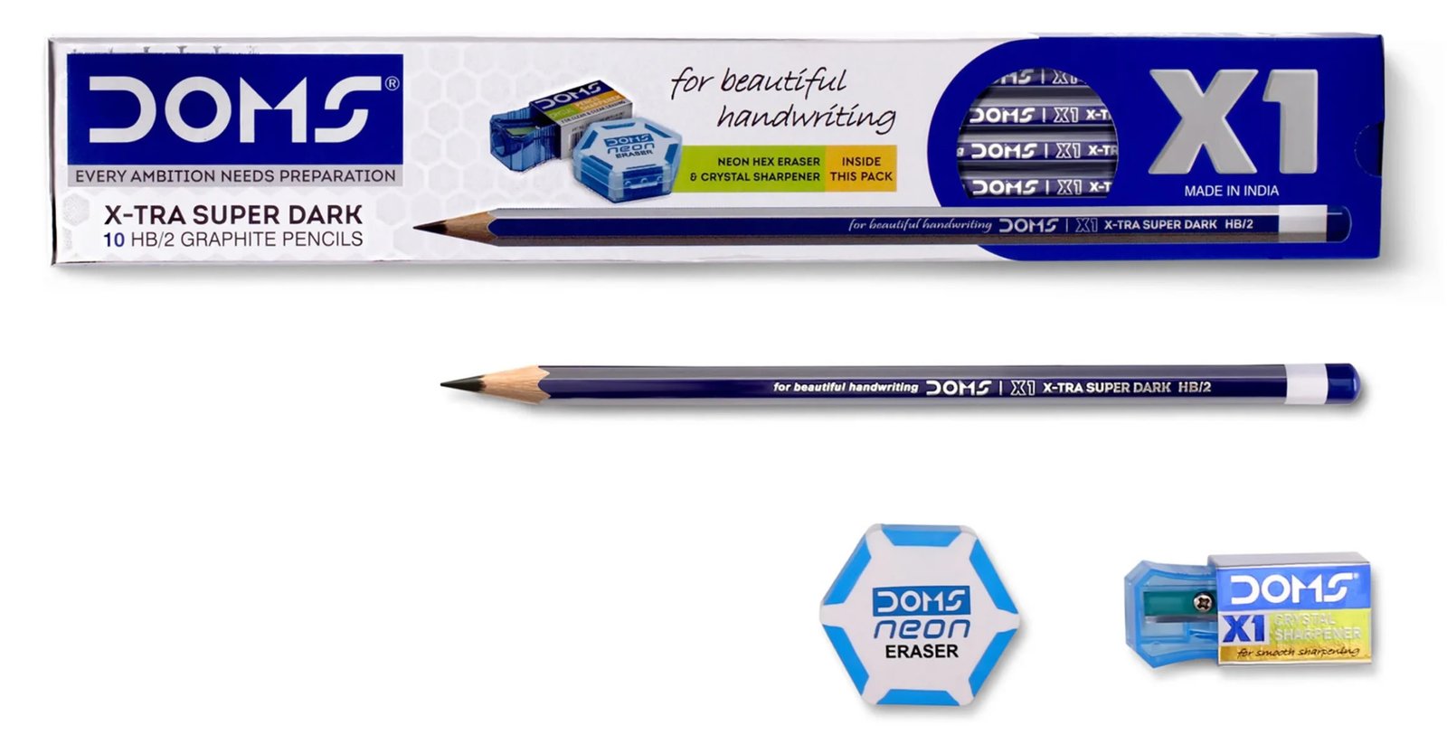 DOMS X1 X-TRA Super Dark Pencil | Pack of 10